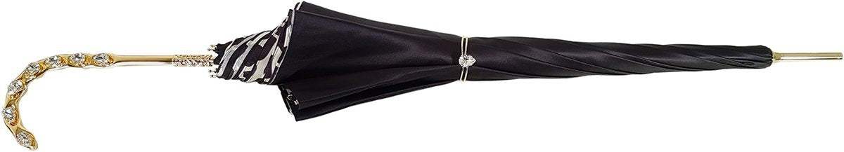 Handcrafted Elegant Black and White Plaid Double Canopy Umbrella