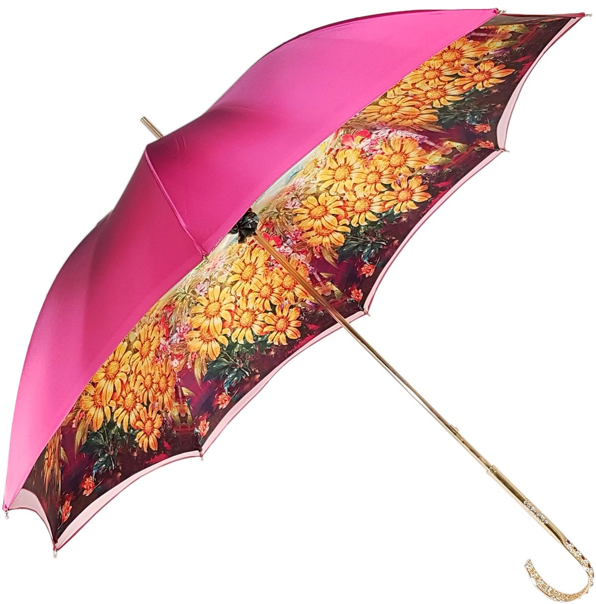 Elegant Fuchsia Double Canopy Umbrella with Exclusive Floral Design