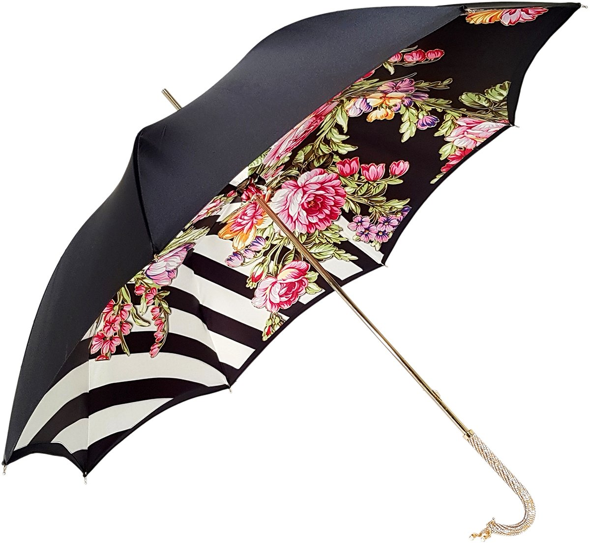 Luxury Double Canopy Umbrella with Swarovski Jeweled Handle