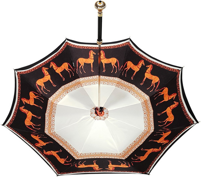 Double Cloth Women’s Umbrella with Elegant Horses Print