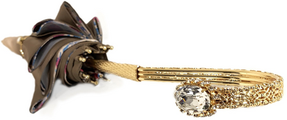 Ivory Umbrella with Fuchsia Floral Interior and Swarovski Handle