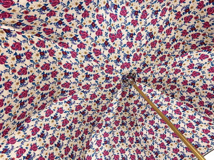 Ivory Umbrella with Fuchsia Floral Interior and Swarovski Handle