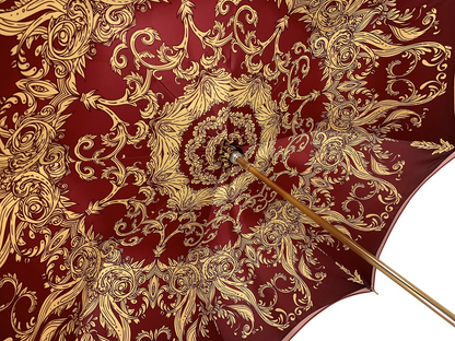 Luxury Burgundy Crown Design Umbrella with Red Stone Handle