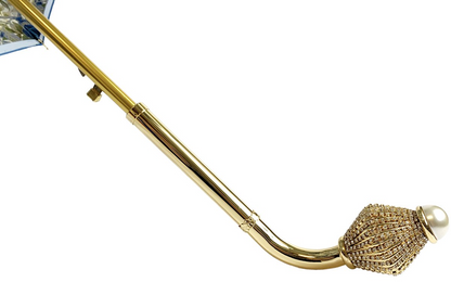 Luxury Light Blue Floral Umbrella with Swarovski Handle