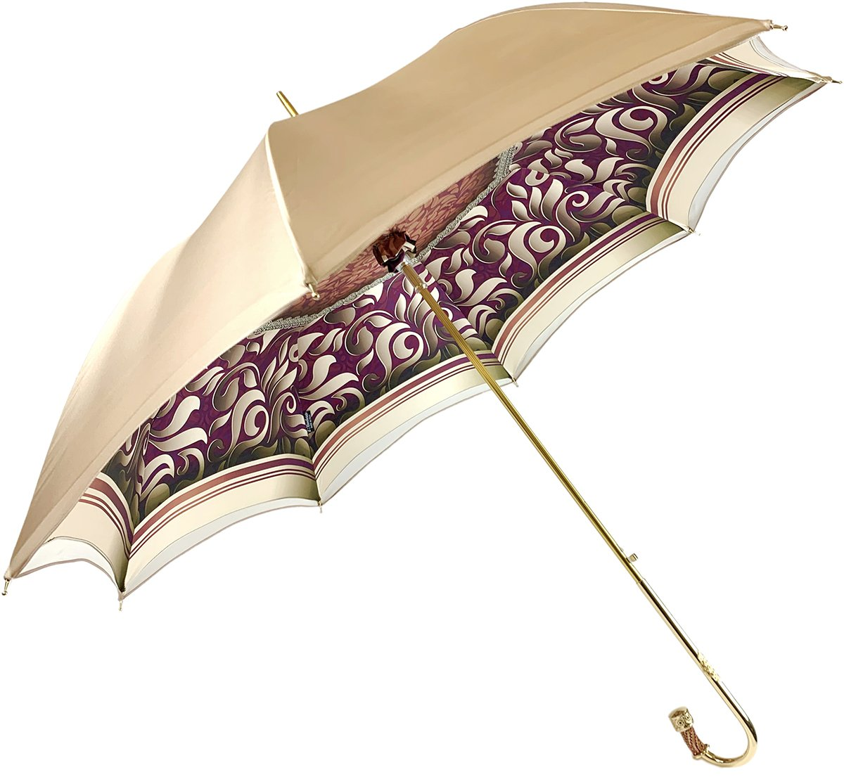 Exclusive Handmade Cream Umbrella – Abstract Design
