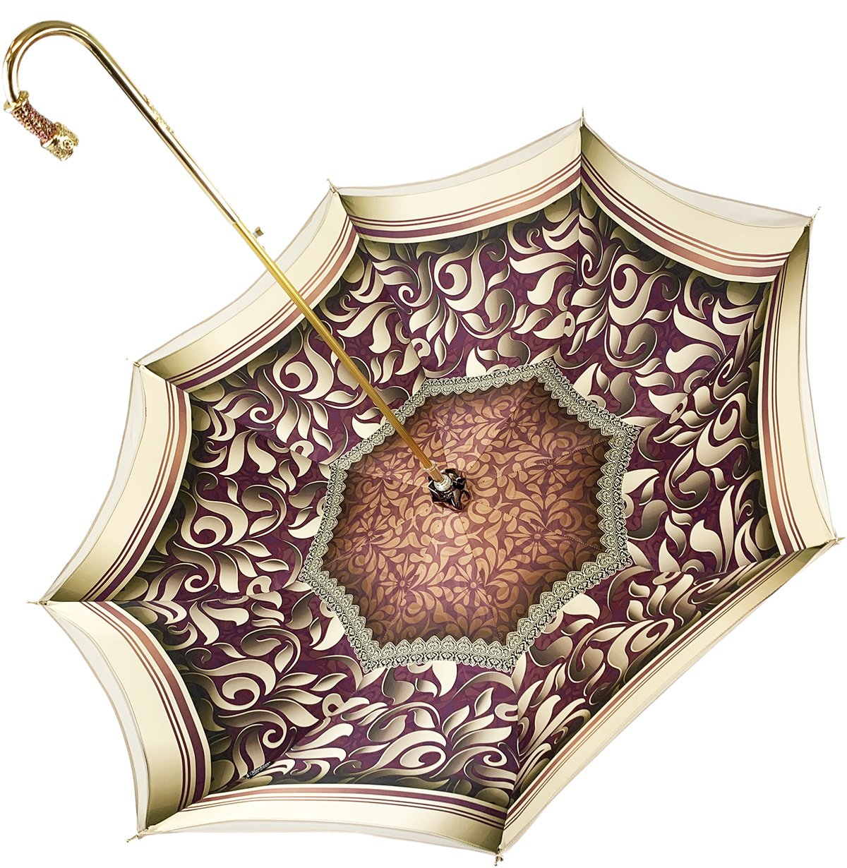 Exclusive Handmade Cream Umbrella – Abstract Design