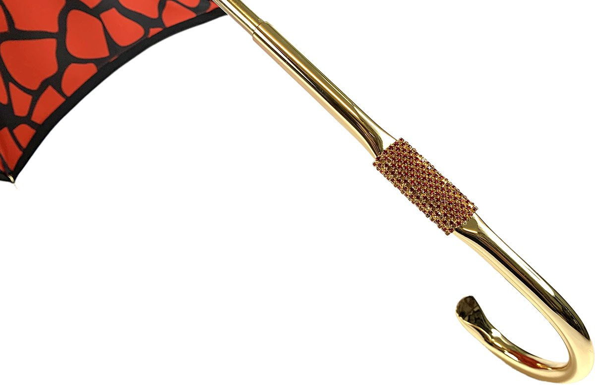 Black and Red Giraffe Print Umbrella – Elegant Handmade Italian Design