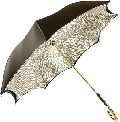 Brown Elegance – Double Cloth Umbrella with Rhombus Pattern