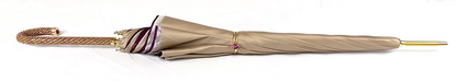 Elegant Cream Double Fabric Umbrella with Jeweled Handle