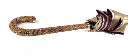Elegant Cream Double Fabric Umbrella with Jeweled Handle