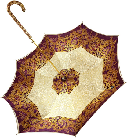 Elegant Cream Double Fabric Umbrella with Jeweled Handle