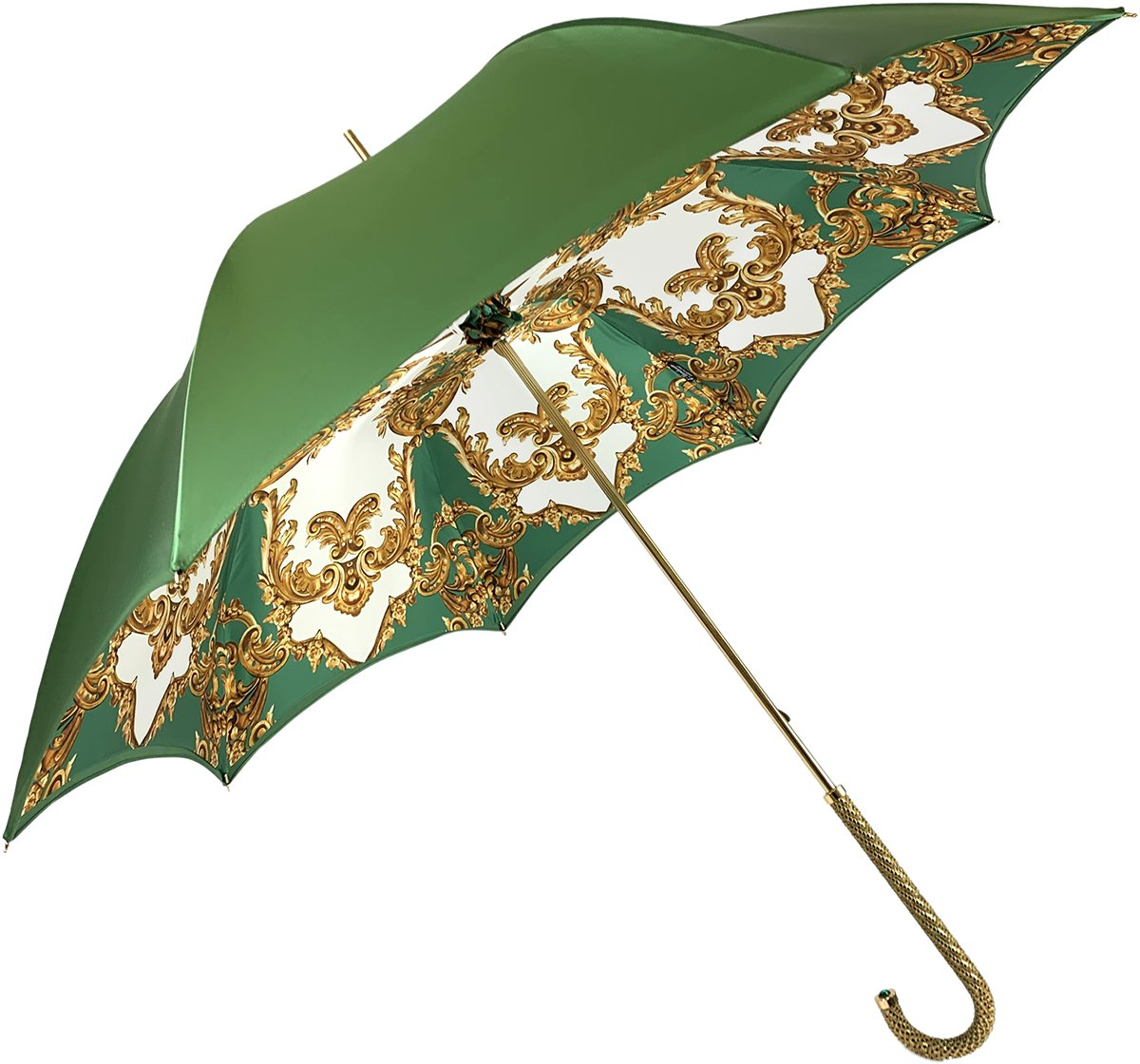 Elegant Women's Green Umbrella with Emerald Rhinestones