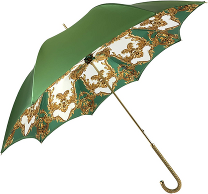 Elegant Women's Green Umbrella with Emerald Rhinestones