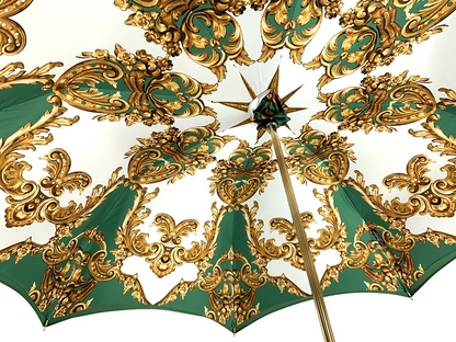 Elegant Women's Green Umbrella with Emerald Rhinestones