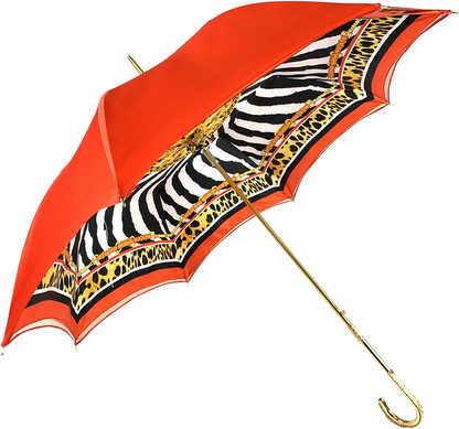 Elegant Double Cloth Umbrella with Internal Leopard Print