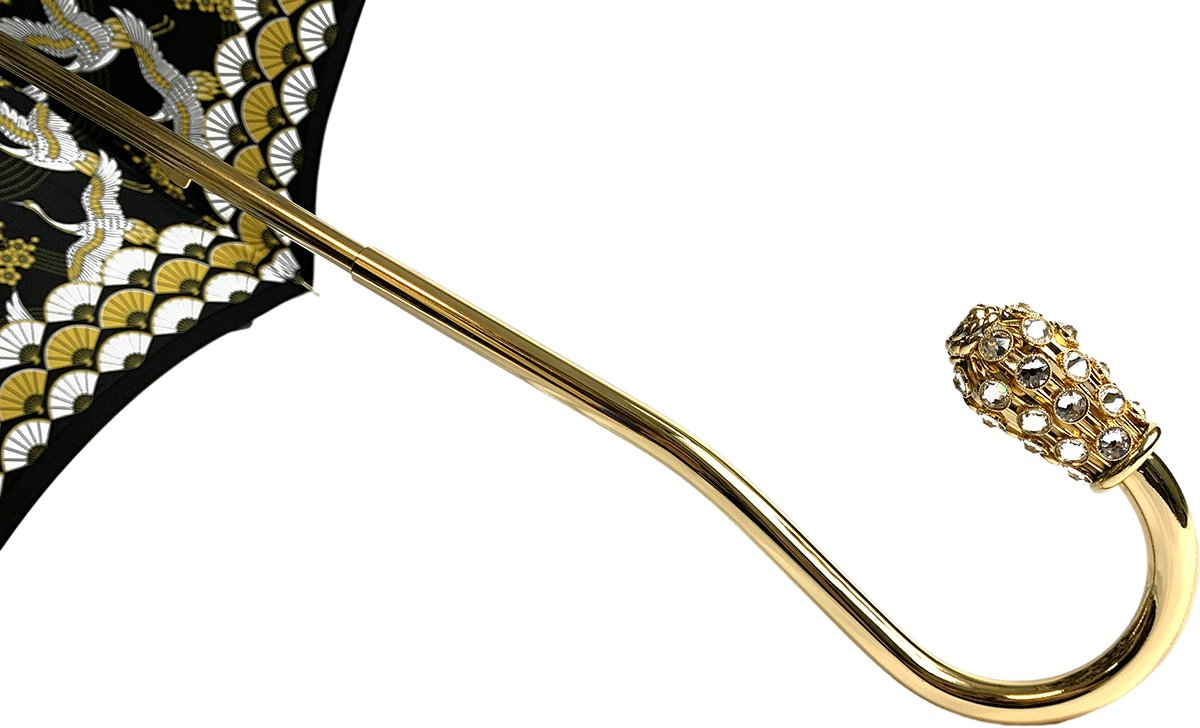 Chic Elegant Double Cloth Umbrella with Herons Print Interior