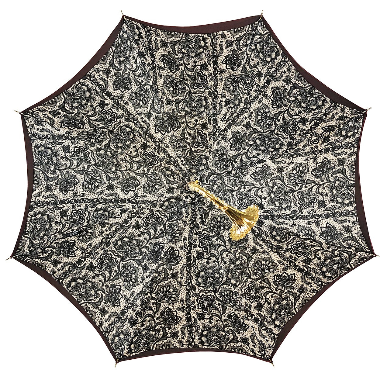 Luxury Burgundy Umbrella with Lace Interior and Swarovski Handle
