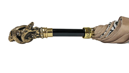 Fine and Elegant Animalier Umbrella with Gold Snake Handle
