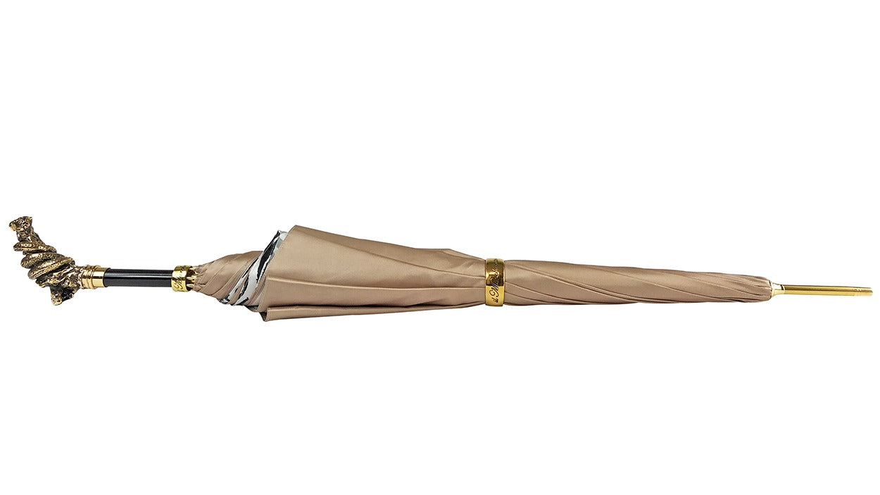Fine and Elegant Animalier Umbrella with Gold Snake Handle
