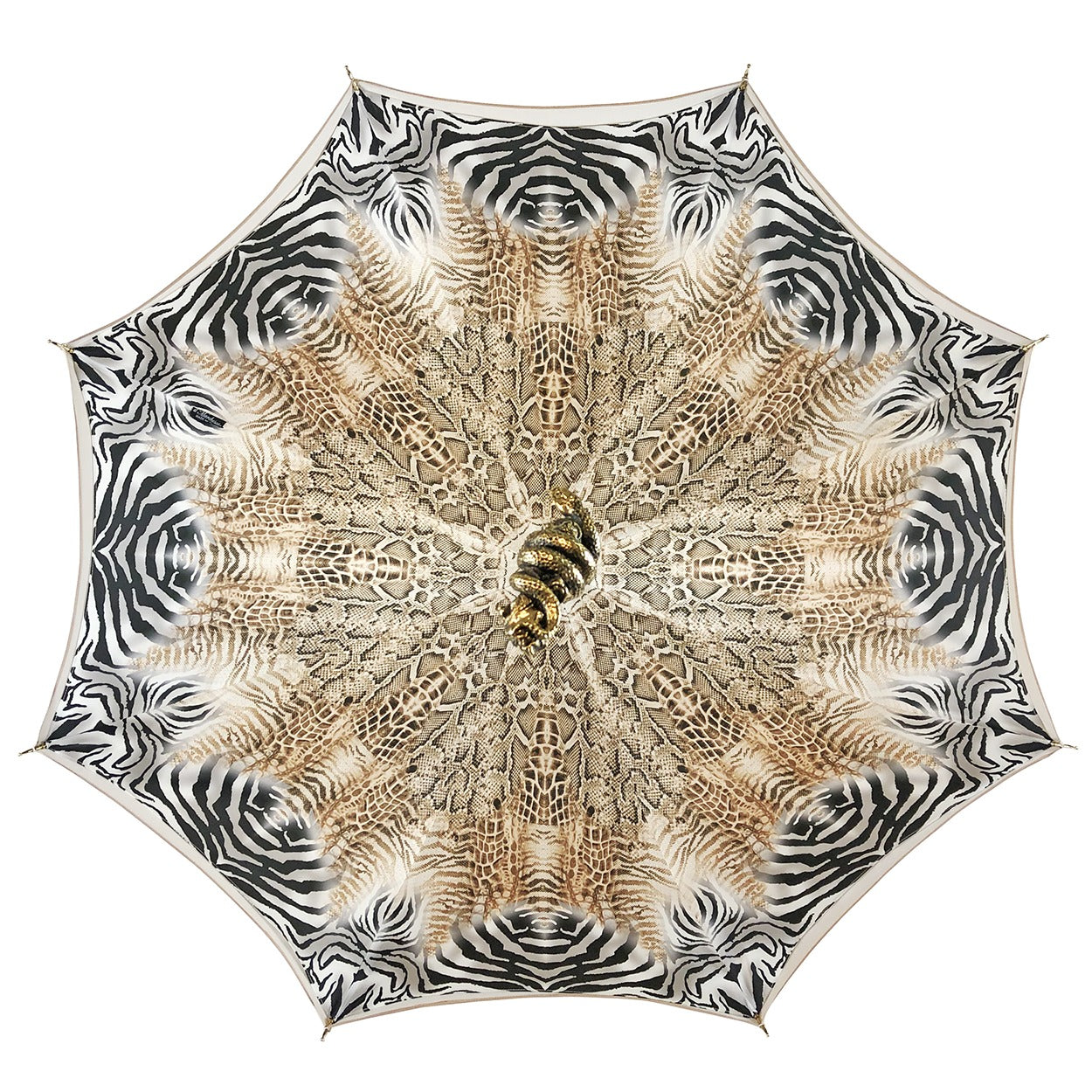 Fine and Elegant Animalier Umbrella with Gold Snake Handle
