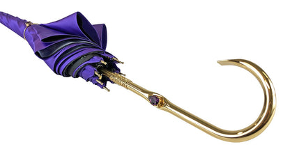 Handmade Italian Original Purple Umbrella with Multicolor Butterfly