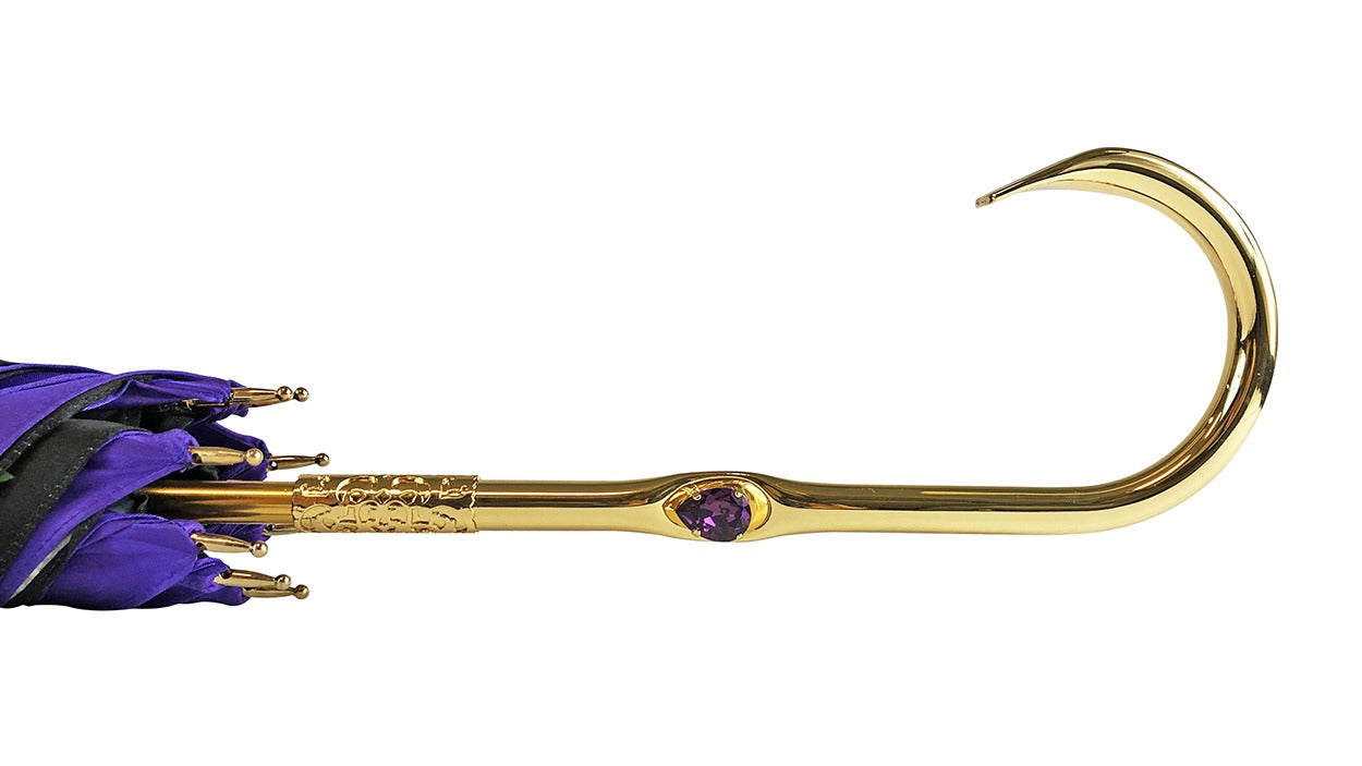 Handmade Italian Original Purple Umbrella with Multicolor Butterfly