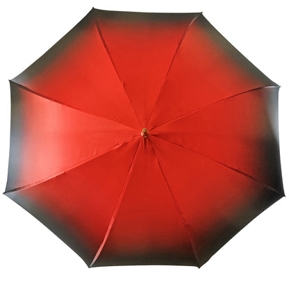 Marvelous Green and Red Umbrella with Gold-Plated Floral Handle