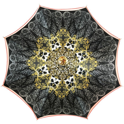 Royal Elegance – Red and Grey Umbrella with Crown Design