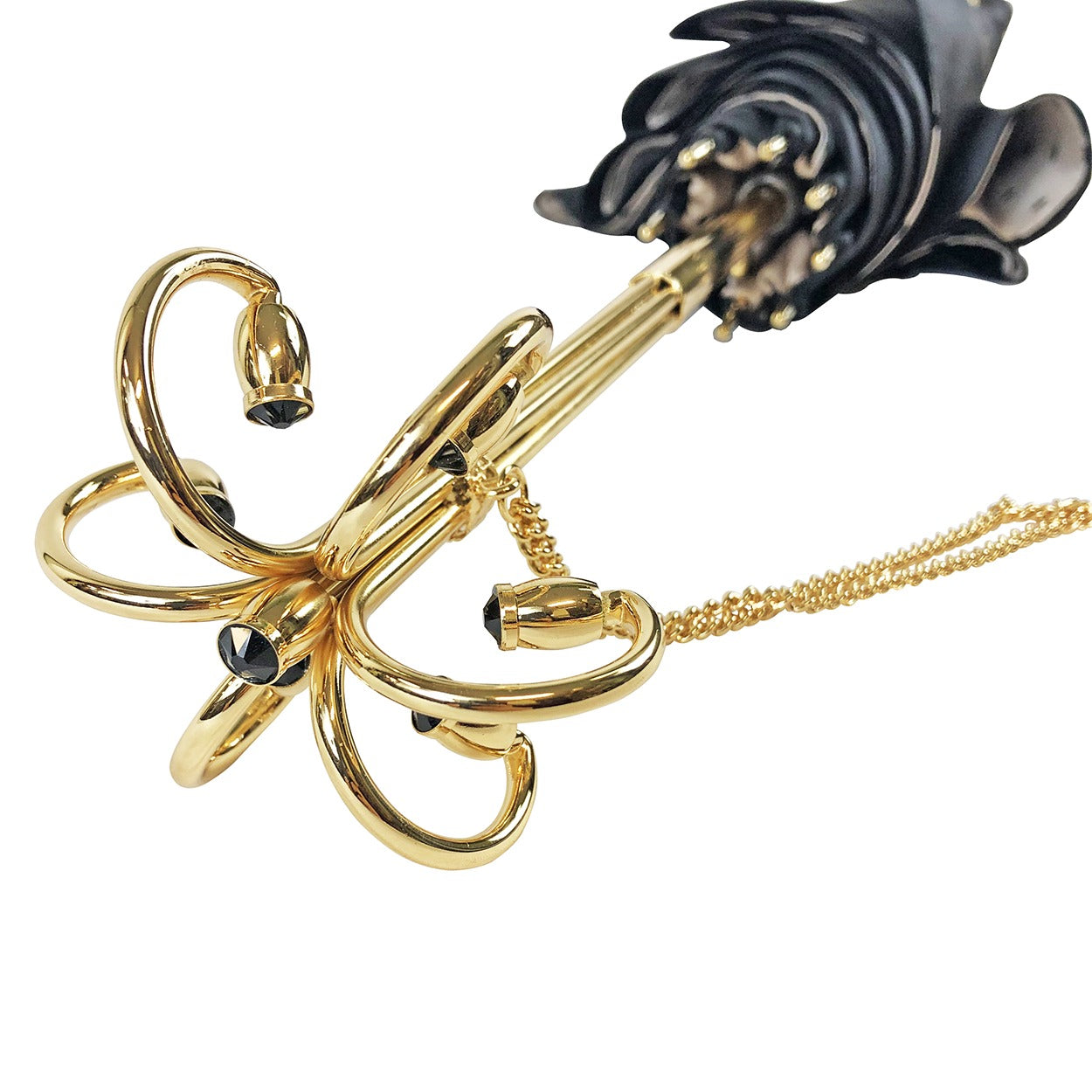 Elegant and Classic Black and Cream Dot Umbrella – Italian Luxury