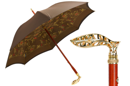 Distinguished Double-Canopy Umbrella with a 24K Goldplated Handle