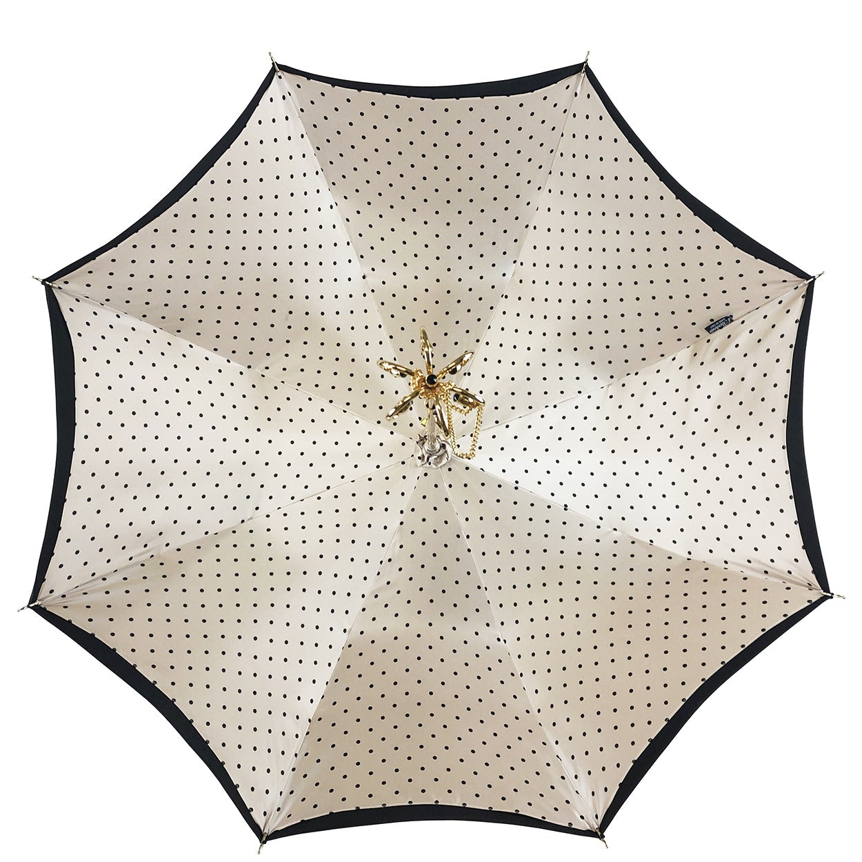 Elegant and Classic Black and Cream Dot Umbrella – Italian Luxury
