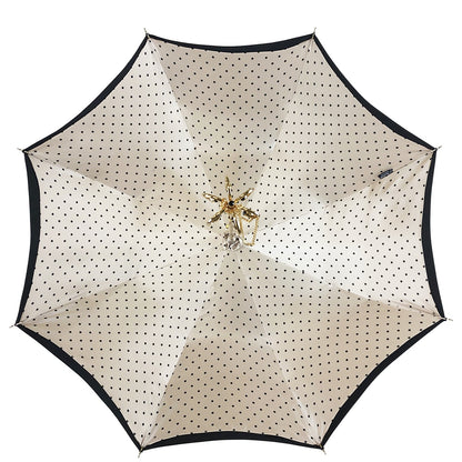 Elegant and Classic Black and Cream Dot Umbrella – Italian Luxury