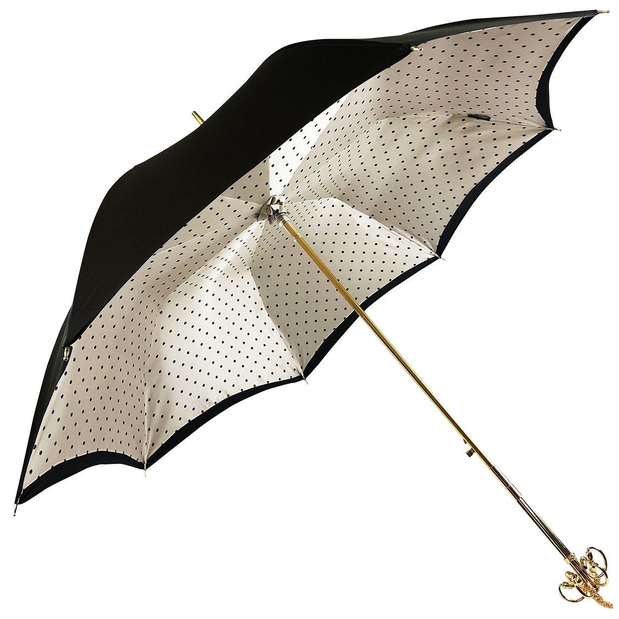 Elegant and Classic Black and Cream Dot Umbrella – Italian Luxury