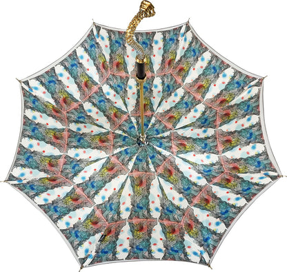 Stunning Grey Umbrella with Anemones Design – Italian Craftsmanship