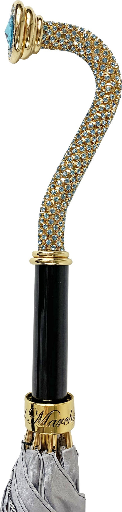 Stunning Grey Umbrella with Anemones Design – Italian Craftsmanship