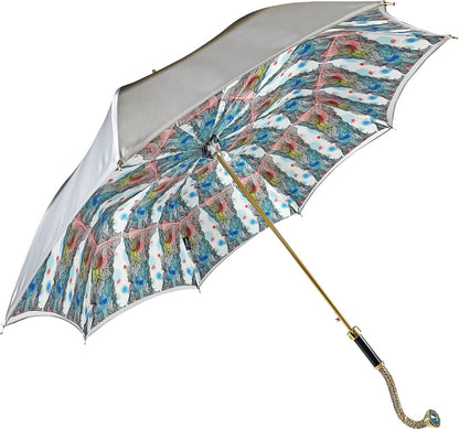 Stunning Grey Umbrella with Anemones Design – Italian Craftsmanship