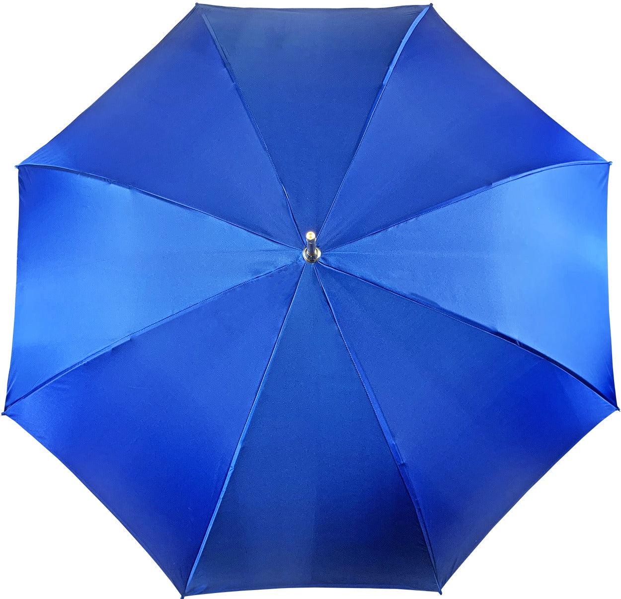 Luxury Blue Umbrella with Coral Interior and 24K Gold Crystal Handle
