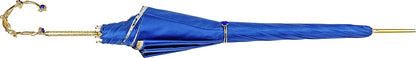 Luxury Blue Double Canopy Umbrella with Swarovski Crystal Handle
