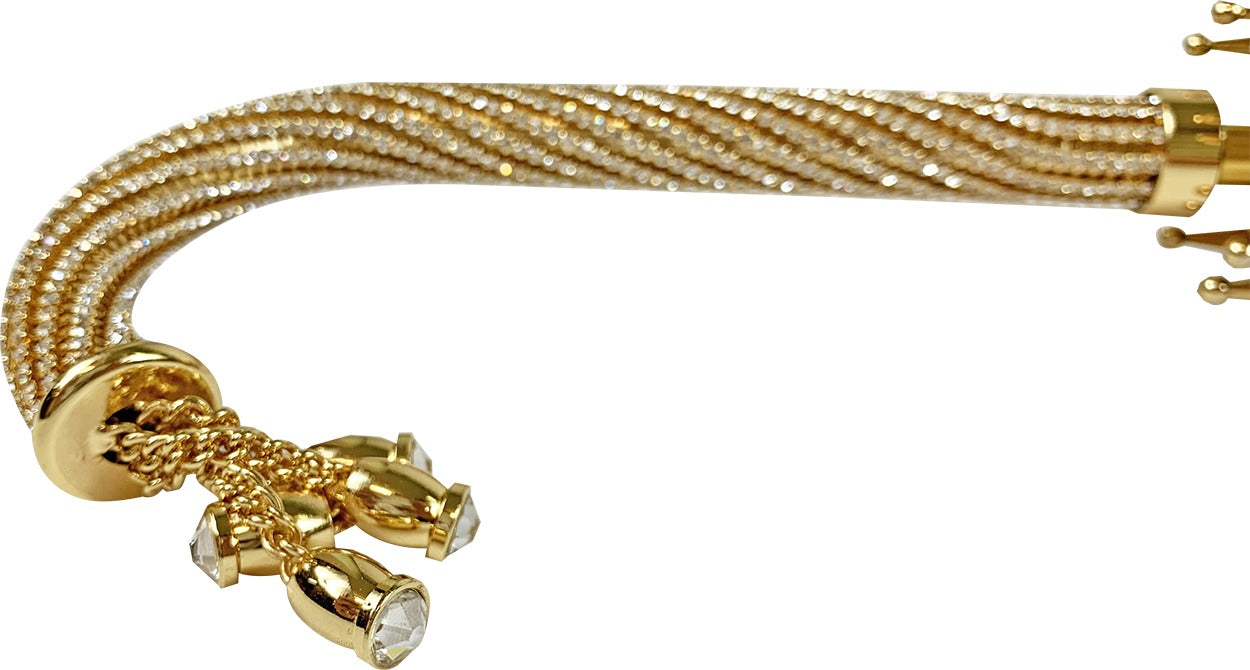 Golden Satin Double Canopy Umbrella with Swarovski Crystal Details