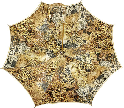 Golden Satin Double Canopy Umbrella with Swarovski Crystal Details