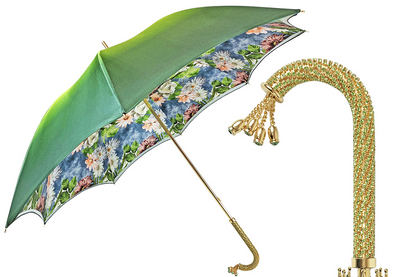 Luxury Bright Gradient Green Umbrella with Floral Design