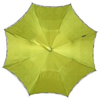 Fashionable Black Damask Umbrella with Fantastic Green Interior