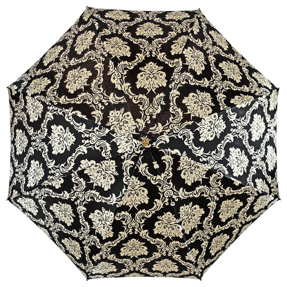 Fashionable Black Damask Umbrella with Fantastic Green Interior