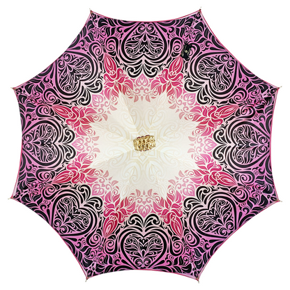 Designer Fuchsia Umbrella with Medallion Handle and Crystals