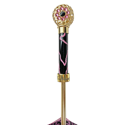 Designer Fuchsia Umbrella with Medallion Handle and Crystals