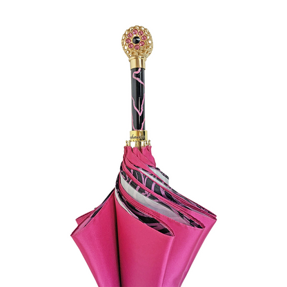 Designer Fuchsia Umbrella with Medallion Handle and Crystals