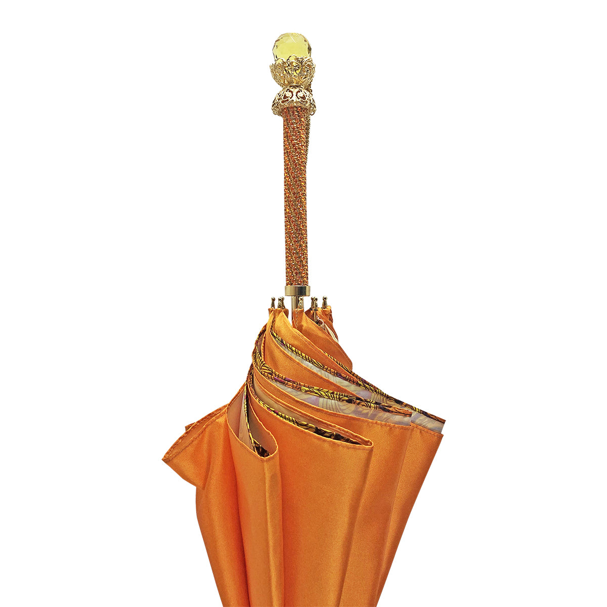 Fantastic Orange Umbrella with Leopard Print – Handmade in Italy