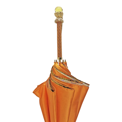 Fantastic Orange Umbrella with Leopard Print – Handmade in Italy