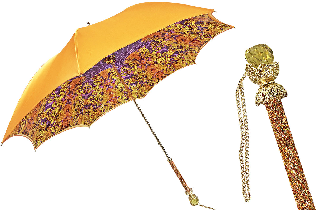 Fantastic Orange Umbrella with Leopard Print – Handmade in Italy