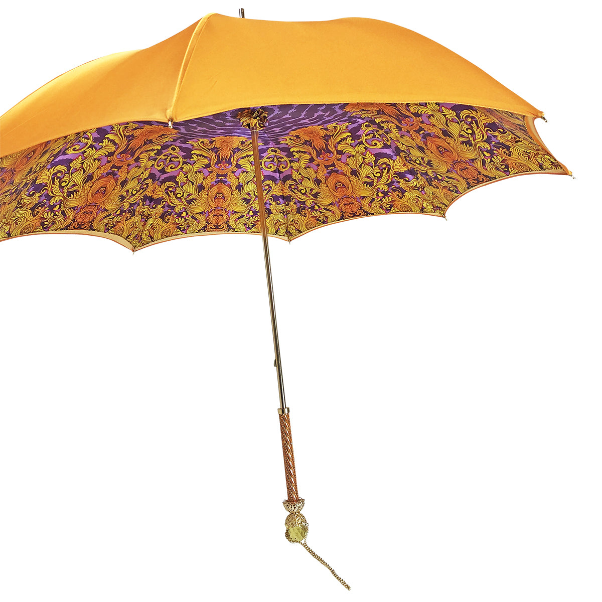Fantastic Orange Umbrella with Leopard Print – Handmade in Italy